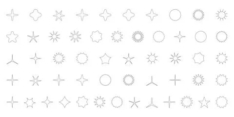 Simple minimalistic outline elements, abstract brutalist geometric shapes. Basic Stock Illustration