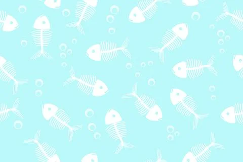 Simple minimalistic pattern - skeletons of fish Stock Illustration