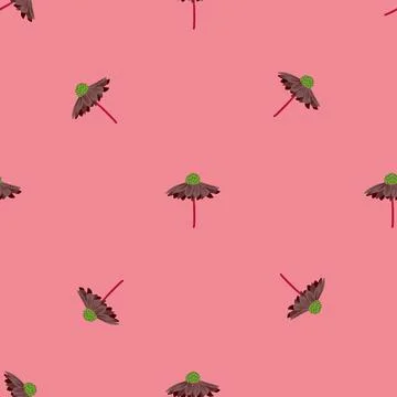 Simple minimalistic style botany seamless pattern with doodle gerbera flower  イラスト素材