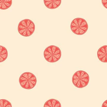 Simple minimalistic style seamless pattern with doodle orange slices print. P Stock Illustration