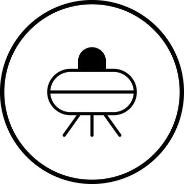 Simple minimalistic UFO icon within a circle depicting alien spaceship concep Stock Illustration
