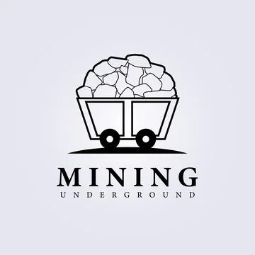 Simple mining logo, wagon, train mining logo vector illustration design Stock Illustration