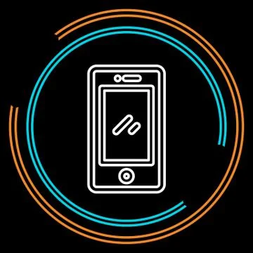 Simple Mobile Thin Line Vector Icon Stock Illustration