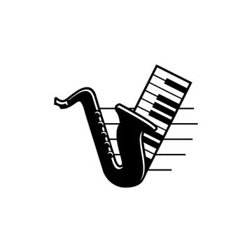 Simple modern abstract musical instruments saxophone and piano vector icon Stock Illustration