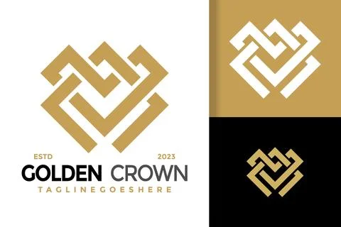 Simple modern crown initial letter m golden logo vector icon illustration Illustration