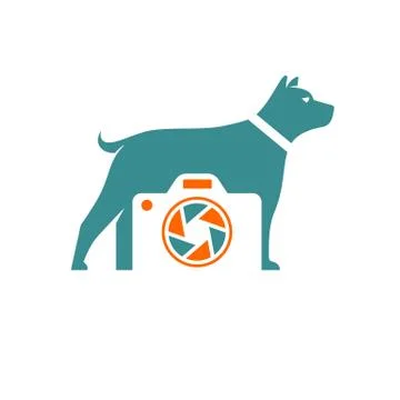 Simple modern dog with negative space camera photography vector icon Stock Illustration