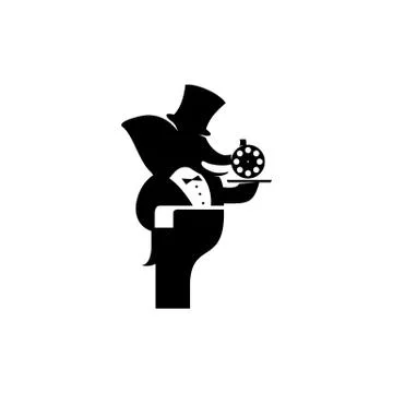 Simple modern elephant butler vector icon Stock Illustration