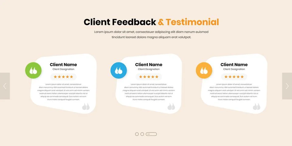 Simple modern feedback and testimonial section design for web interface Illustrazione stock