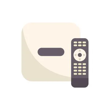 Simple modern flat style icon depicting a tv streaming device with a remote c Stock Illustration