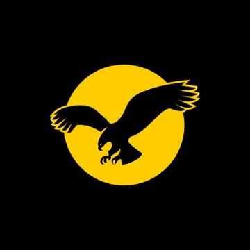 Simple modern flying eagle over the sun vector icon 스톡 일러스트