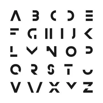 Simple modern font. Minimalistic english alphabet. Futuristic latin letters. Stock Illustration
