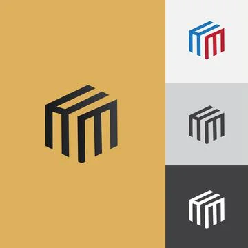 Simple modern hexagon HM logo Stock Illustration