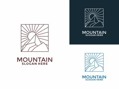Simple modern mountain adventure logo design. Minimalist and modern vector .. Stock Illustration