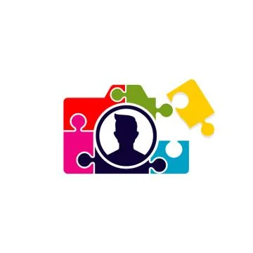 Simple modern playful camera puzzle game vector icon Stock Illustration