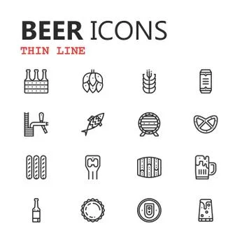 Simple modern set of beer solid icons. Vector illustration. Stock Illustration