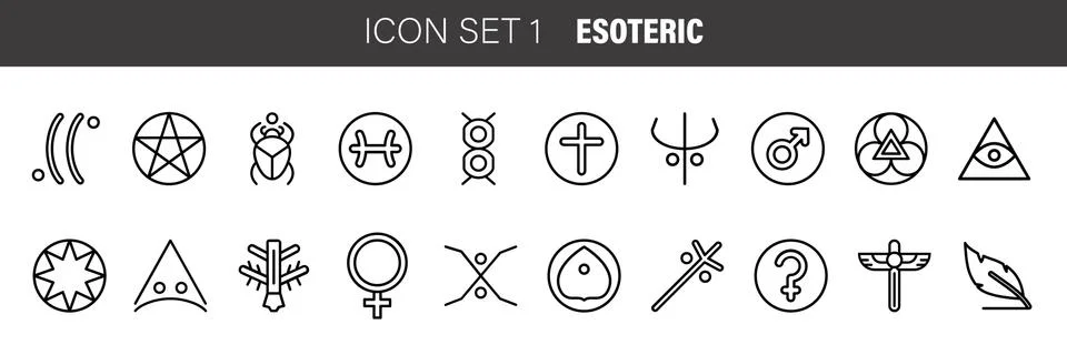 Simple modern set of esoteric thin line icons. Vector illustration. Simple pi Stock Illustration