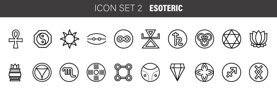 Simple modern set of esoteric thin line icons. Vector illustration. Simple pi Stock Illustration