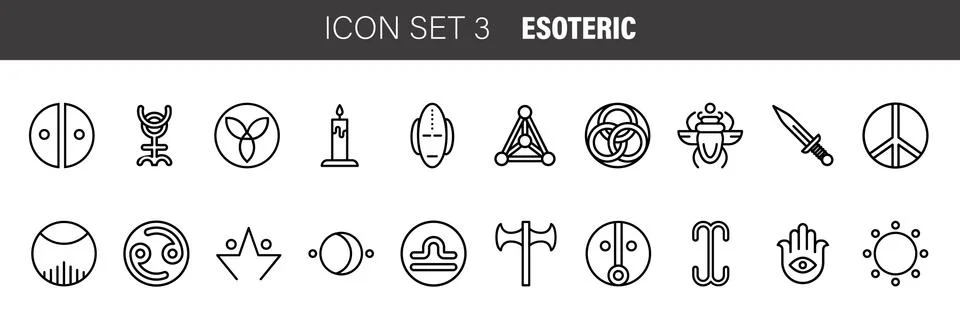 Simple modern set of esoteric thin line icons. Vector illustration. Simple pi Stock Illustration