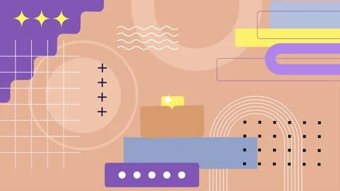 Simple modern shapes and lines in a colorful abstract geometric pattern seamless Stock Footage 293266240