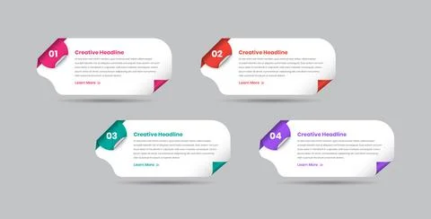 Simple modern step or process overview infographic layout with page fold shap Illustrazione stock