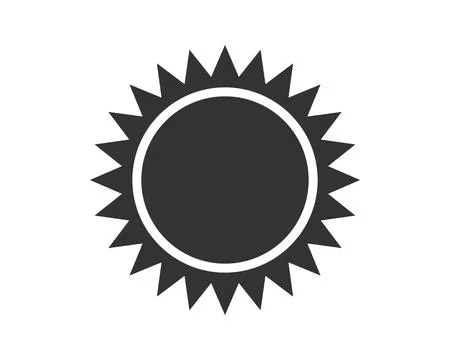 Simple, modern sun icon on white background. Represents light, heat, summer.. 스톡 일러스트