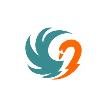 Simple modern swan with negative space lightning vector icon Stock Illustration