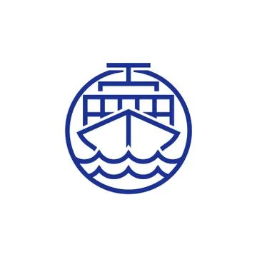 Simple modern thin line freight container ship vector icon Stock Illustration