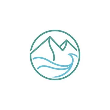 Simple modern thin line mountain and sea vector icon 스톡 일러스트