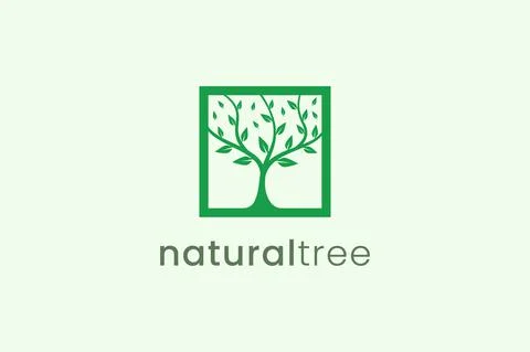 Simple modern tree logo template in square shape for nature business Stock Illustration