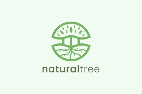 Simple modern tree logo template in circle shape for nature business Stock Illustration