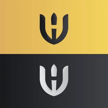 Simple modern trident H logo Illustrazione stock