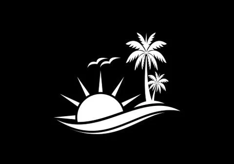 Simple modern Unique tropical beach logo Illustration