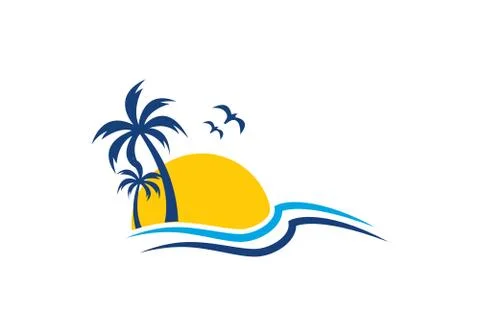 Simple modern Unique tropical beach logo Stock Illustration
