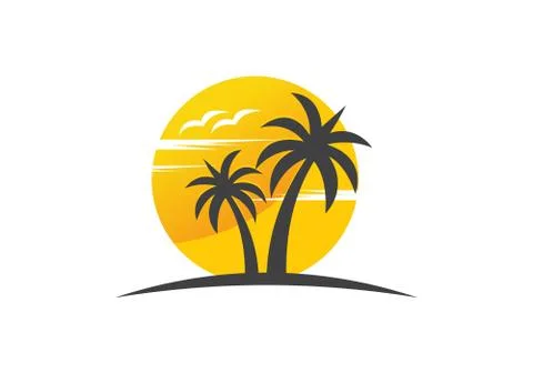 Simple modern Unique tropical beach logo Stock Illustration
