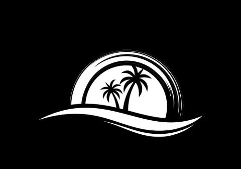 Simple modern Unique tropical beach logo Stock Illustration