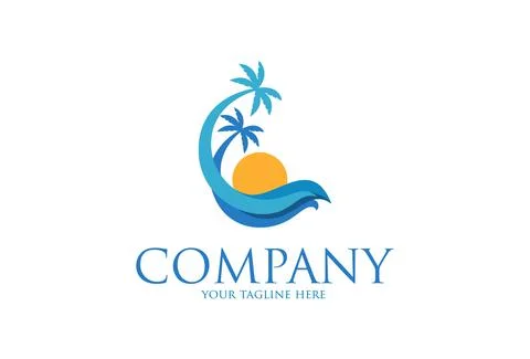 Simple modern Unique tropical beach logo design	 Illustrazione stock