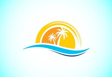 Simple modern Unique tropical beach logo design Stock Illustration