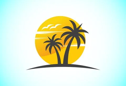Simple modern Unique tropical beach logo design Stock Illustration