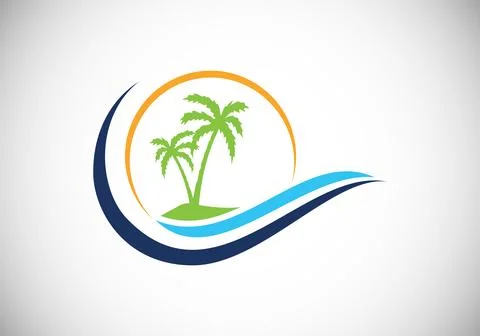 Simple modern Unique tropical beach logo design Stock Illustration