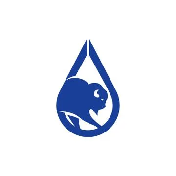 Simple modern water drop bison vector icon Stock Illustration