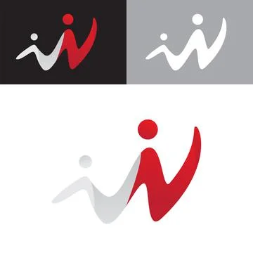 Simple modern wavy W logo Illustrazione stock