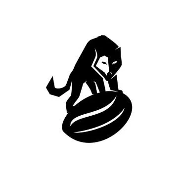 Simple modern wolf on a coffee bean vector icon Stock Illustration