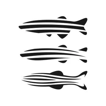Simple modern zebra fish logo design vector isolated on white background Stock Illustration