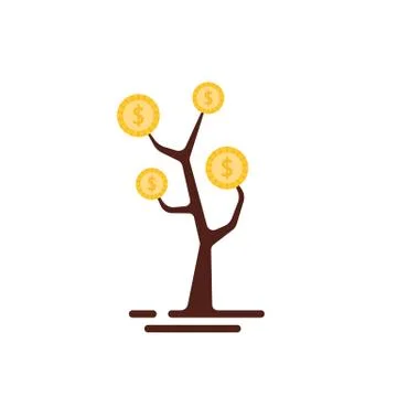 Simple money tree logo isolated on white Stock Illustration