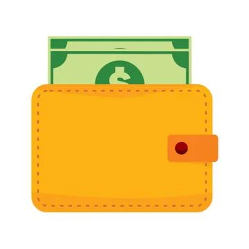 Simple Money Yellow Wallet Vector Illustration Graphic Stock Illustration