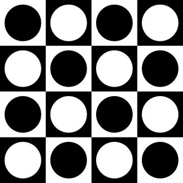 Simple monochrome checkered pattern with circle and squares shapes. Seamlessl Illustrazione stock