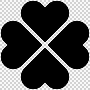 A simple monochrome icon of a four-leaf clover. Stock Illustration