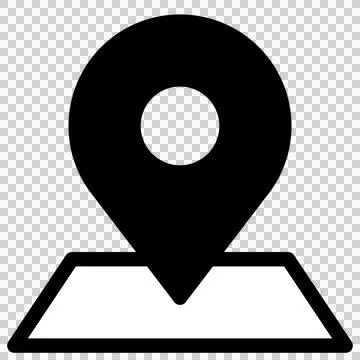 Simple monochrome icon of a map and a pin. Stock Illustration