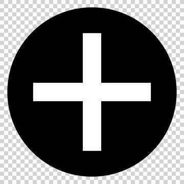 A simple monochrome icon with a plus sign. An add button. 스톡 일러스트