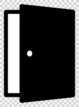 Simple monochrome icon of a slightly open door Stock Illustration